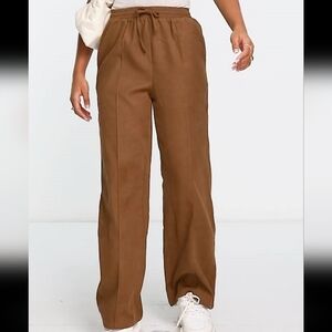Lola May wide leg drawstring pants in brown